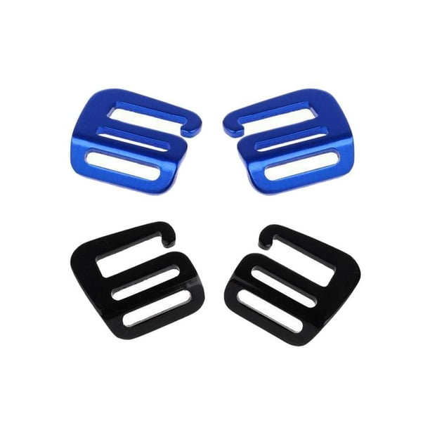 2 pares de hebillas ajustables de 25 mm para correas Hebillas deslizantes Gancho aluminio para Negro y azul Cola Hebilla de correa de gancho G