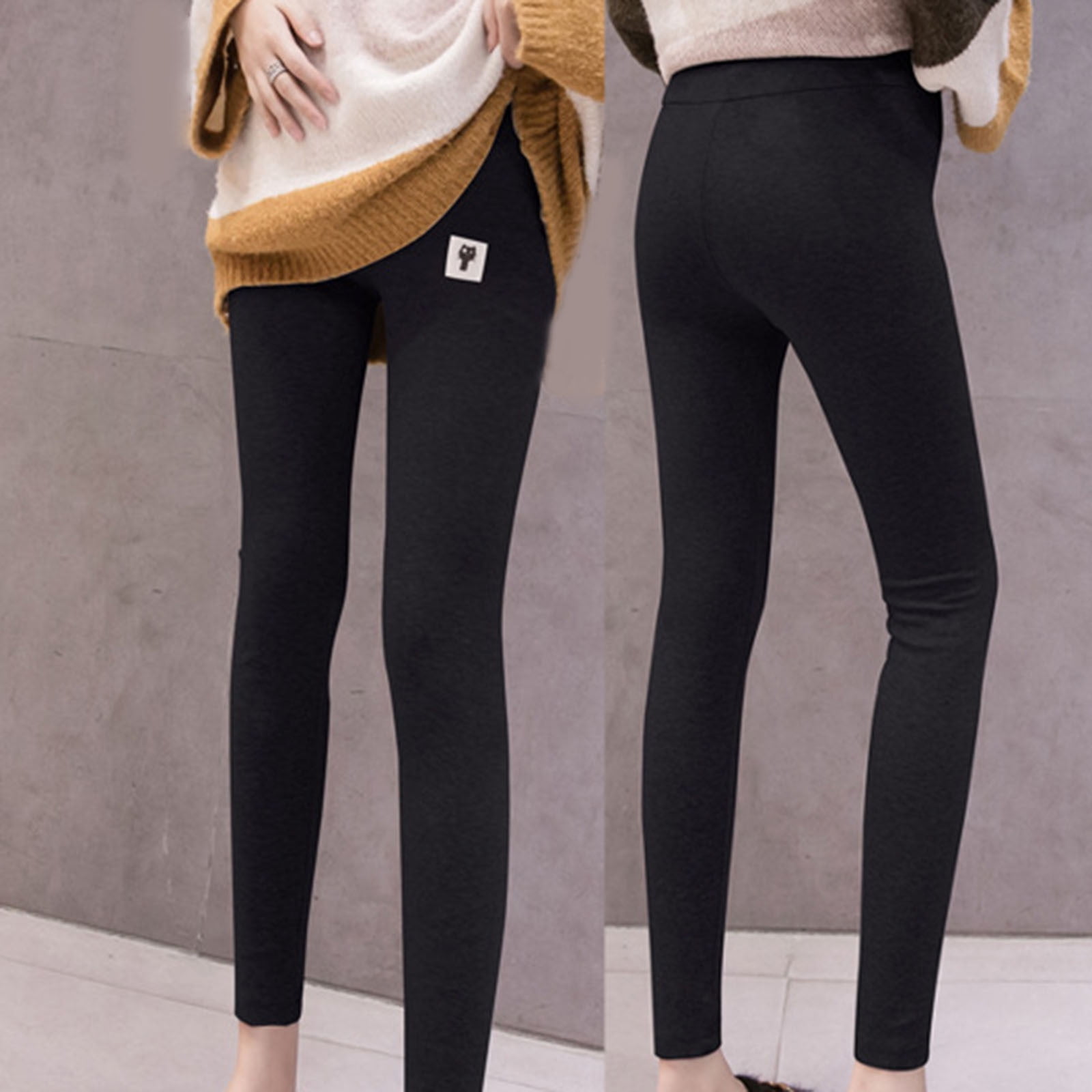 lcziwo Leggings de Maternite en Polaire sur le Ventre Pantalons de Grossesse Taille Haute Noirs pour Femmes Pantalons Thermiques Chauds d Hiver Soldes