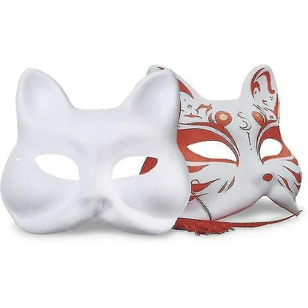 Bricolage papier blanc masque renard chat visage pâte vierge peint