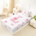 thumbnail image 4 of Castle Fairy Pink Bow Letter L Twin Sheet Sets 3pcs for Girls,Dreamy Princess Bedding, 4 of 6