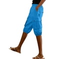 thumbnail image 2 of CQONEPT Women's Cargo Pants Casual Summer Elastic Waist Cotton Pull On Hiking Outdoor Jogger Capris with Pockets Sky Blue M, 2 of 7