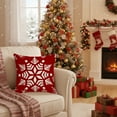 thumbnail image 5 of PuSpu Xmas Linen Pillow Cover 45x45 cm, Snowflake/Plaid Print, Soft Short Fabric, Festive Red-White Cushion Case for Sofa, Holiday Décor, Zipper Closure, Durable & Washable, Seasonal Home Accent, 5 of 6