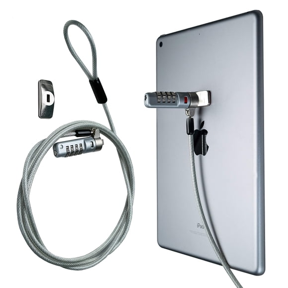 Cable de bloqueo combinado CTA Secure para ordenadores portátiles y tabletas, color plateado