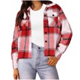 thumbnail image 6 of larppty Flannels for Women Cropped Shacket Jacket Fashion Plaid Button Down Shirt 2025 Fall Coat Tops (Yellow, 3XL), 6 of 8