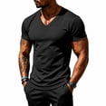 thumbnail image 3 of MHOSTAFH Men's V Neck Tees Shirts Casual Solid Color Short Sleeve Gym Athletic Tops Lightweight Breathable Workout T-shirt, 3 of 9