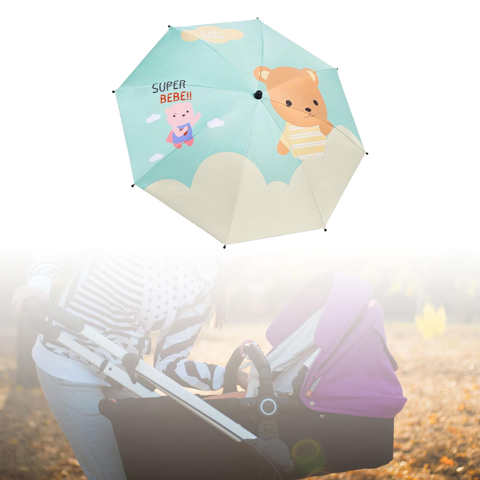 harayaa Baby Pram Umbrella with Clamp Baby Stroller Parasol Universal Summer 360 Degree bear