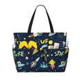 thumbnail image 1 of Fotbe Funny Spaceships Bolsa de Viaje para Playa - Resistente al Agua, Bolsa Tote de Gran Capacidad y Ligera con 7 Bolsillos para Mujeres y Hombres, 1 of 7