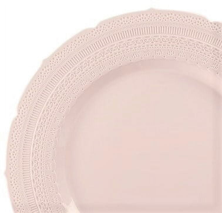 " OCCASIONS " 80 Plates Pack,(40 Guests) Extra Heavyweight Vintage Wedding Disposable / Reusable Plastic Plates 40 x 11'' Dinner + 40 x 8.25'' Salad / Dessert Plate (Chateau Blush Pink)