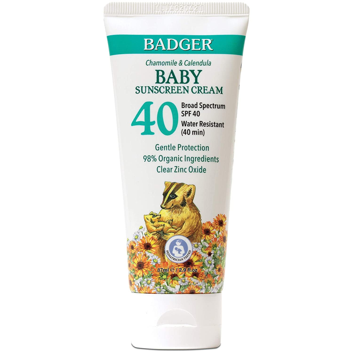 Badger SPF 40 Baby Sunscreen Cream with Clear Zinc Oxide Broad