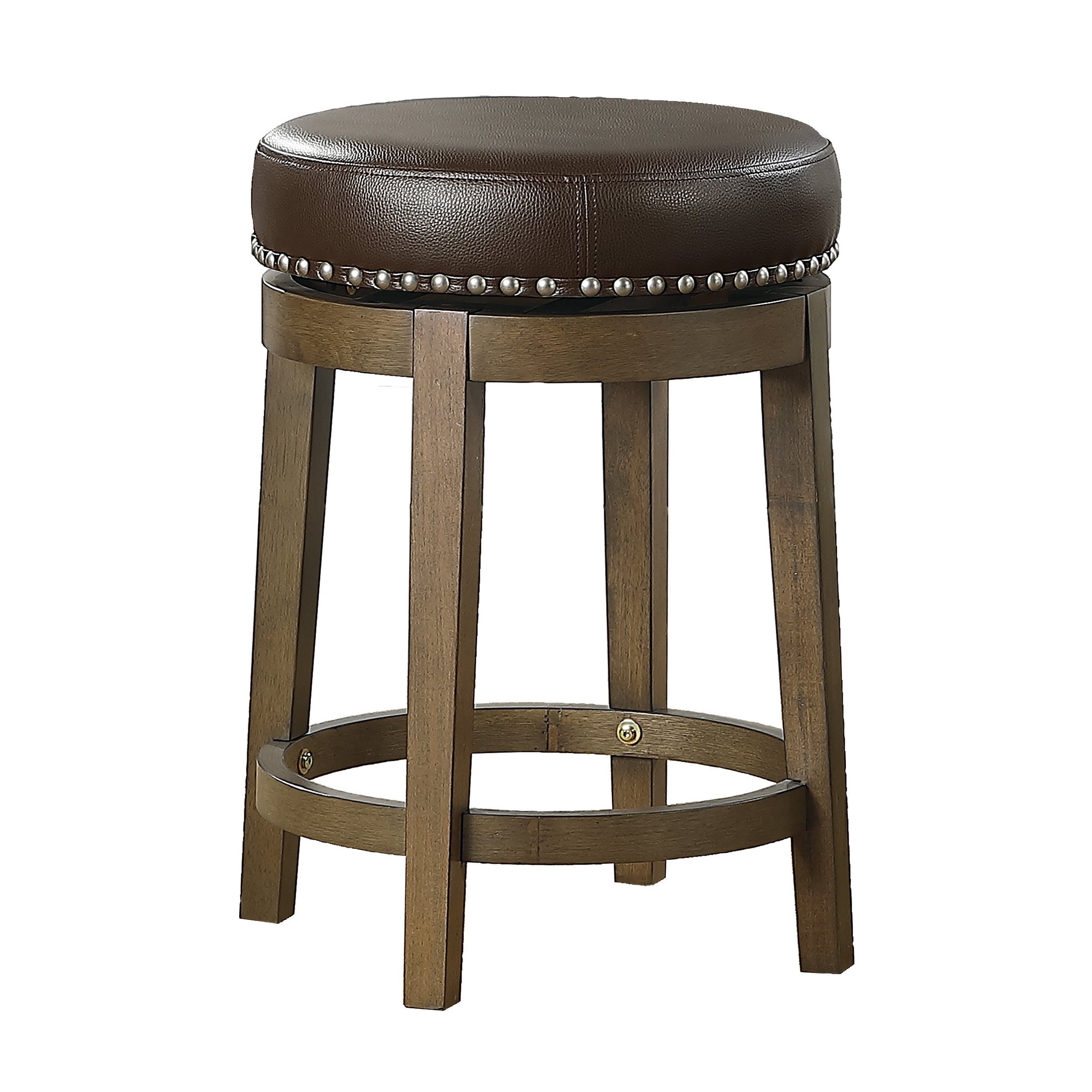 OakvillePark Muny Round Swivel Counter Height Barstool (Set of 2), Brown