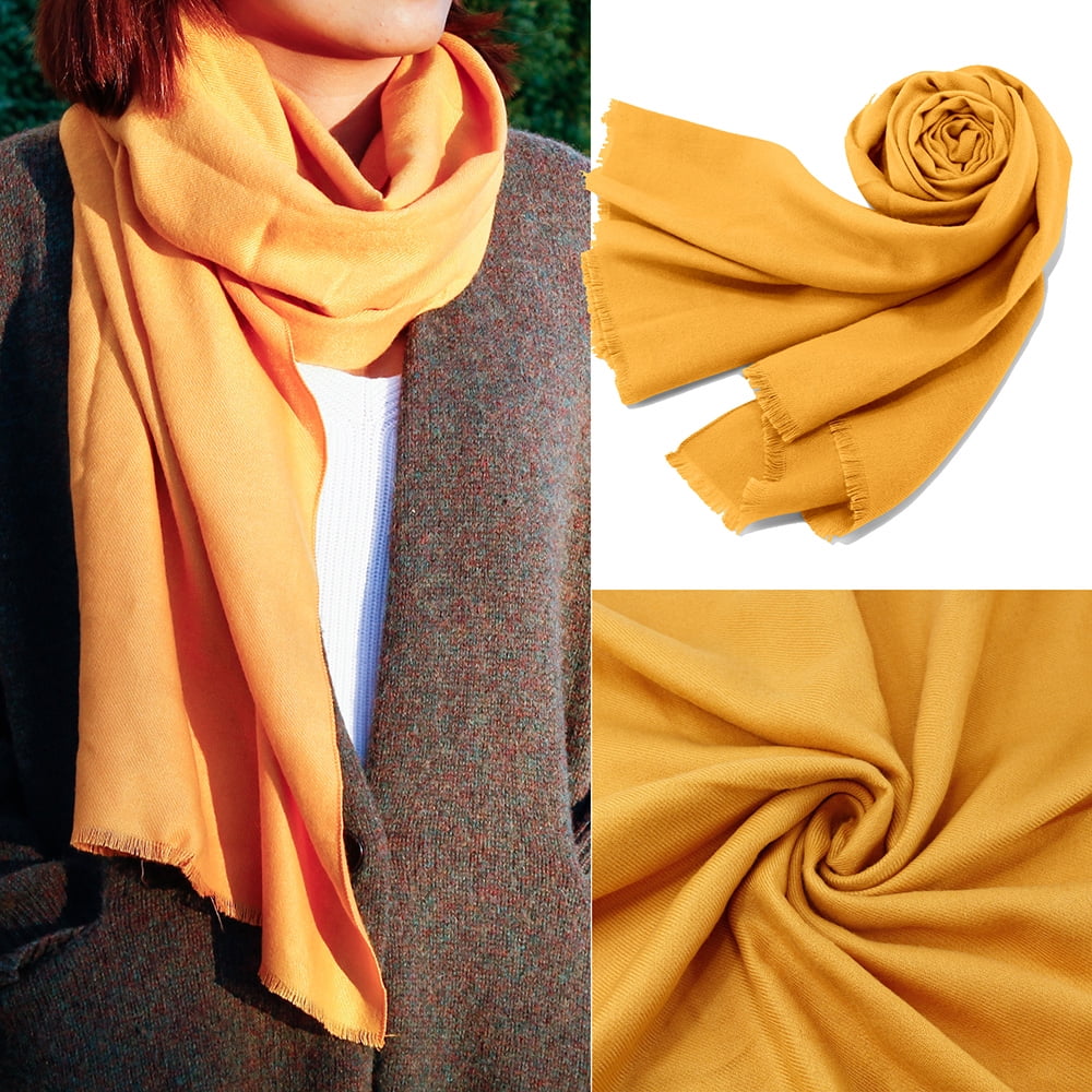 NEW Pashmina Fall Spring Scarf Scarves Silk Yellow Solid Shawl Wrap Range Soft