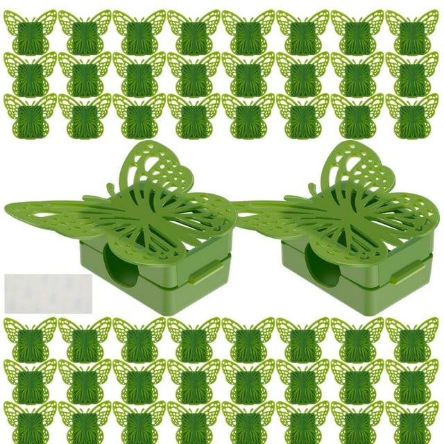 POINTERTECK 50Pcs Plant Climbing Clips Self-Adhesive Plant Climbing Wall Fixture Clips Butterfly Shaped Plant Support Clips Reusable Vines Fixing Clips Plant Wall Clips for Indoor Outdoor