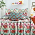 thumbnail image 2 of Cozy Line Home Fashions Fuchsia Pink Flowers Print Pattern 100% Cotton Reversible Quilt Set, Queen - 3 Piece, 2 of 6