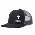 thumbnail image 5 of GOD CAN.Letter Embroidered Color Block Trucker Hat Unisex Adjustable Cotton Breathable Fashion Cap for Travel Daily Wear, 5 of 11