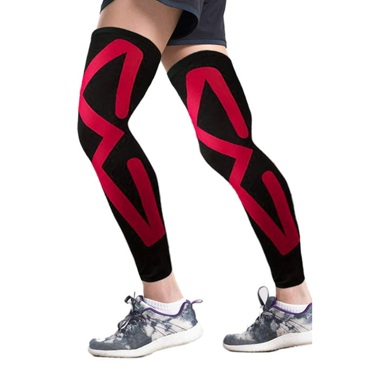 Sports Recovery Compression Full Leg Sleeves (Large, Red) 