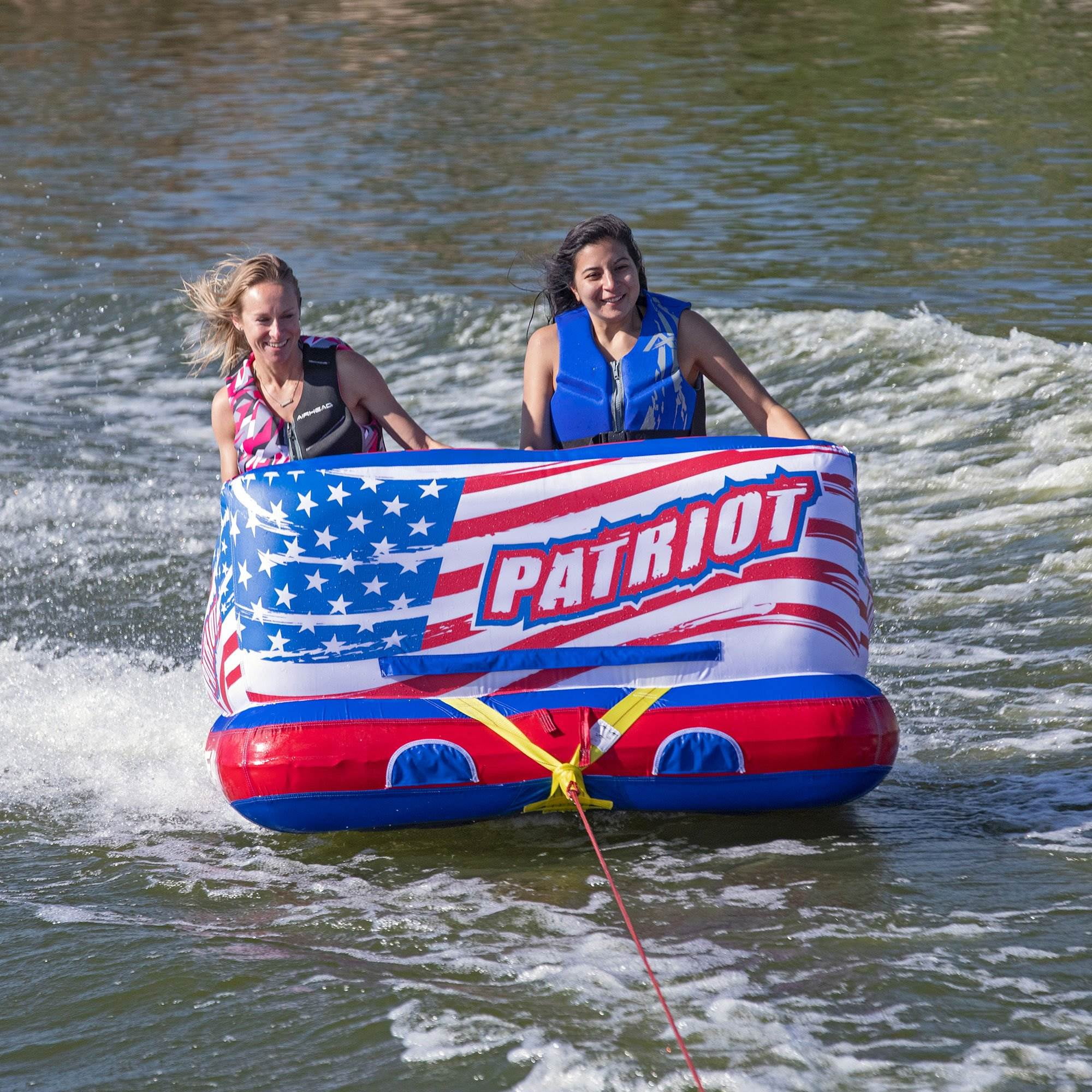 Details about   Airhead Patriot 2-Person Towable Kwik-Connect Chariot Tube w/ Rope Floater 