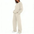 thumbnail image 3 of Letdown Two Piece Sets for Women Long Sleeve Sweatshirts Top Casual Matching Sets Loungewear Fall Clothes Travel Outfits Fashion (Beige, L), 3 of 7
