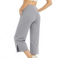 thumbnail image 4 of Posijego Womens Capri Yoga Pants Side Slit High Waisted Wide Leg Athletic Running Pants Work Dress Cropped Pants with Pockets, 4 of 7