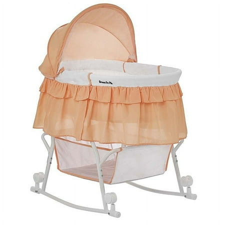 Dream On Me Lacy Portable 2 in 1 Bassinet and Cradle in Coral