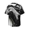 thumbnail image 5 of KLL Fluid Black White Paint Swirls Print Men's Shirt Short Sleeve Button Down Summer Cuba Beach Shirts- 4X-Large, 5 of 5