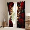 thumbnail image 3 of Manfei 3D Cheetah Leopard Curtains 2-Pack (42x63), Red Rose Kids Window Curtains, 3 of 6