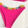 thumbnail image 5 of Arnsht Women's Fashion Floral Trim Embellished Bikini Summer Beach Hanging Neck Swimwear High Elastic Trendy Casual Swimsuits Pink M, 5 of 6
