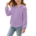 thumbnail image 2 of Jalioing Big Girls V Neck Hoodies Solid Long Sleeve Casual Hooded Sweatshirt Big Girls Fall Winter Thermal Pullover, 2 of 8