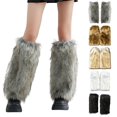 thumbnail image 2 of harmtty 1 Pair Women Boot Cuffs Imitation Wolf Hair Plush Leg Warmers Stage Performances Halloween Christmas Costumes Outfit Accessories, 2 of 8