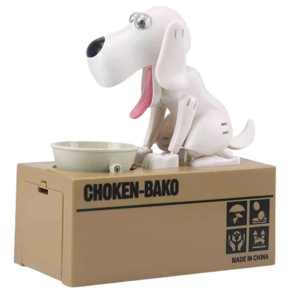Brown&Black Dog Eating Coin Piggy Bank Cash Money Saving Box Kids Toy Gift 