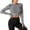 Gray, variant on Plebaso Womens Cropped Workout Tops Long Sleeve Athletic Tops UPF 50+ Sun Protection Shirts with Thumb Holes