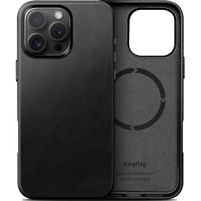 Funda de piel auténtica Kingflag para iPhone 16 Pro Max de 6.9 pulgadas