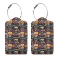 thumbnail image 3 of Disketp 1 Luggage Tag For Suitcase,Skulls And Flowers Leather Baggage Tag With Stainless Steel Loop Privacy Cover For Women Men Girls, 3 of 5