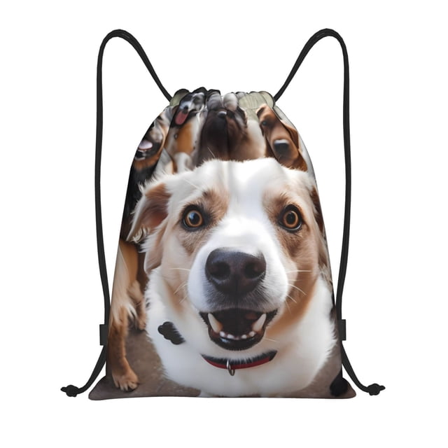 Fotbe Realistic Cute Puppy Bolsa Mochila con Cordón Estampada, Bolsa de Gimnasio Deportiva, Bolsa Cinch, Bolsa con Cordón para Hombres y Mujeres-Medium