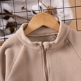thumbnail image 5 of bbymog Girls and Boys Fleece Jacket Solid Color Long Sleeve Sweatshirt Fall Casual Zip Up Jackets with Pocket Baby Outerwear Khaki 3 Years, 5 of 9