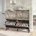 thumbnail image 2 of YouTrend Shoe Storage Cabinet with 4 Flip Drawers, Farmhouse Shoe Organizer for Entryway, Washed Grey, 2 of 10