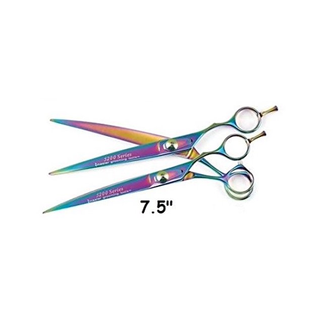 MPPMGT Professional Quality Dog Grooming Rainbow Series Curved Steel Shears Pick Size (7.5)