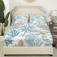 thumbnail image 3 of Erosebridal Ocean Coral Sheet Set Twin, Light Blue Bedding Sets Twin Size, Cute Seashell Decor 3 Pieces, 3 of 7