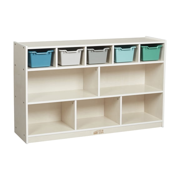 5 5 Cubby and Storage Mobile Cabinet with 5 Scoop Front Bins