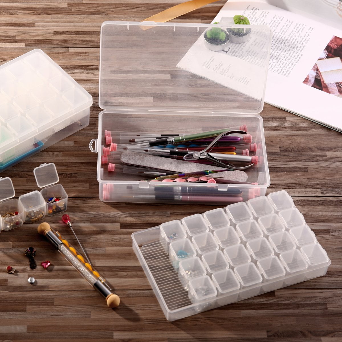 28 Slot Embroidery Diamond Painting Tool Storage Box Jewelry Organizers