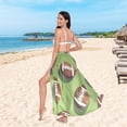 thumbnail image 6 of FORMRS Womens Long Sarong Beach Wrap Semi-Sheer Bikini Skirt Bathing Swimsuit Cover Up, Game Day Footballs, 6 of 7