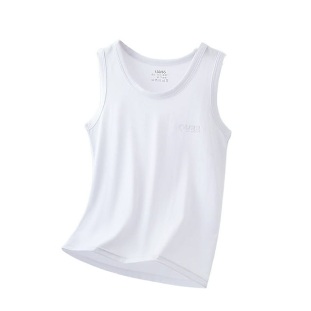 Children's Summer Lightweight Plain Colored Round Neck Sleeveless Pullover - Lyocell, Comfortable, Breathable