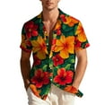 thumbnail image 2 of PNTUTB Men's Hawaiian Casual Resort Style Fashion Print Collared Short Sleeve Button Down Loose Comfort Blouse, 2 of 6