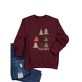thumbnail image 3 of ManHanLi Women Merry Christmas Colorful Trees Print Round Neck Long Sleeve Sweatshirt, 3 of 7
