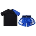 thumbnail image 4 of Doomiva Kids Boys Mixed Martial Arts MMA Boxer Costume Short Sleeve Boxing T-shirt Sports Tops with Shorts Tracksuit Blue 14, 4 of 6