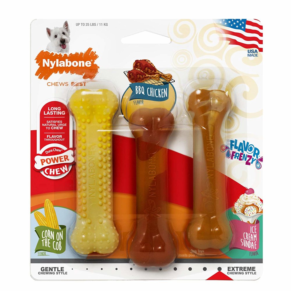 Nylabone Flavor Frenzy Power Chew Triple Pack Chicken, Corn & Ice Cream Sundae Flavor Small