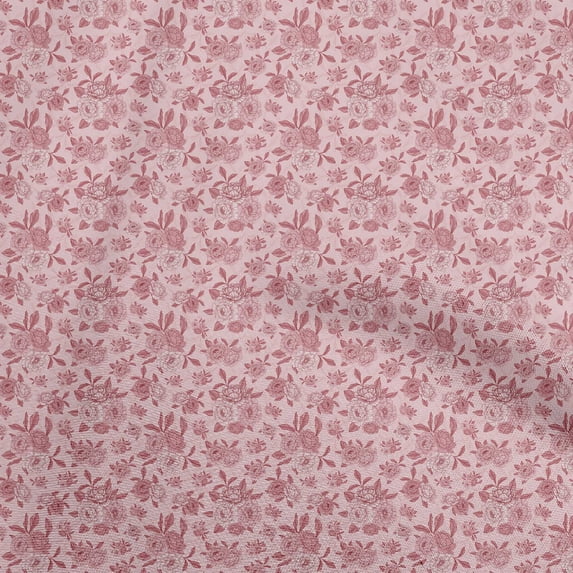 oneOone Cotton Silk Light Pink Fabric Floral Quilting Supplies Print Sewing Fabric By The Yard 42 Inch Wide