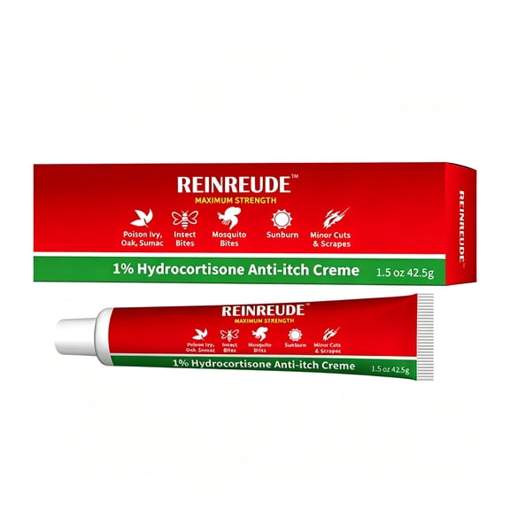 1% Hydrocortisone Anti-Itch Creme, Maximum Strength, Relieves Itch from Poison Ivy, Insect Bites, Sunburn, Minor Cuts & Scrapes, Topical Skin Cream
