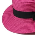 thumbnail image 3 of Fewfanhot Women Wide Brim Straw Boater Hat UPF Sun Protection Foldable Beach Fedora with Rhinestone Buckle Ribbon, 3 of 5