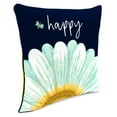 thumbnail image 6 of Jordan Manufacturing 16" x 16" Bee Happy Daisy Navy Novelty and Yellow Solid Reversible Square Outdoor Throw Pillow with Welt, 6 of 13