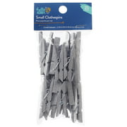 Hello Hobby Medium Wood and Metal Clothes Pins, Silver, 25 Count